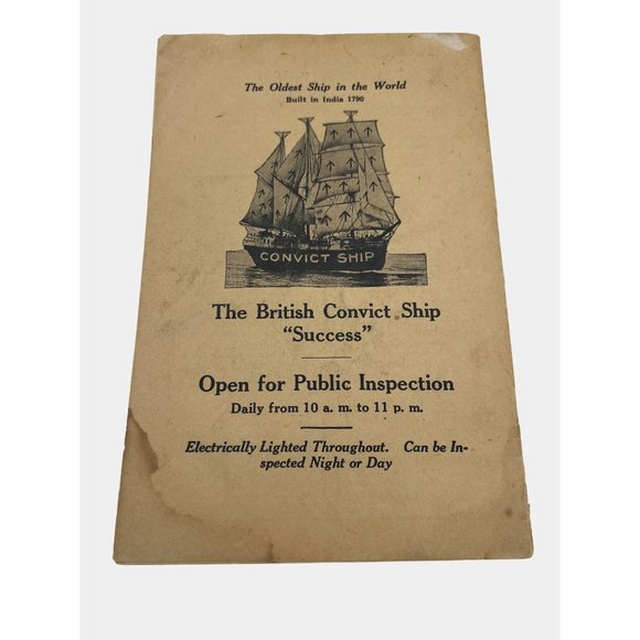 1924 The Convict Ship Success Tour Guidebook England Oldest Ship in the World - Picture 2 of 6